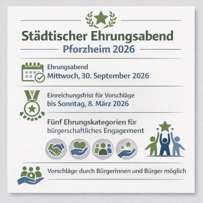 Städtischer Ehrungsabend 2026: Vorschläge bis 8. März möglich